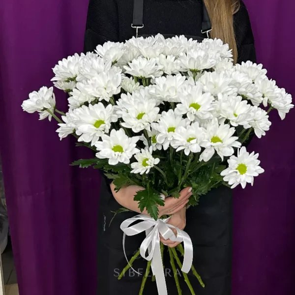 Букет из 9 белых хризантем