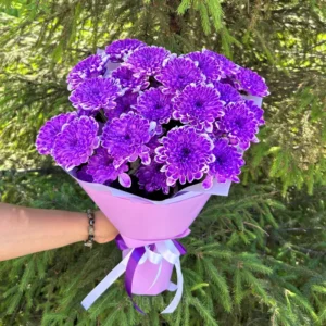 Букет из фиолетовых хризантем