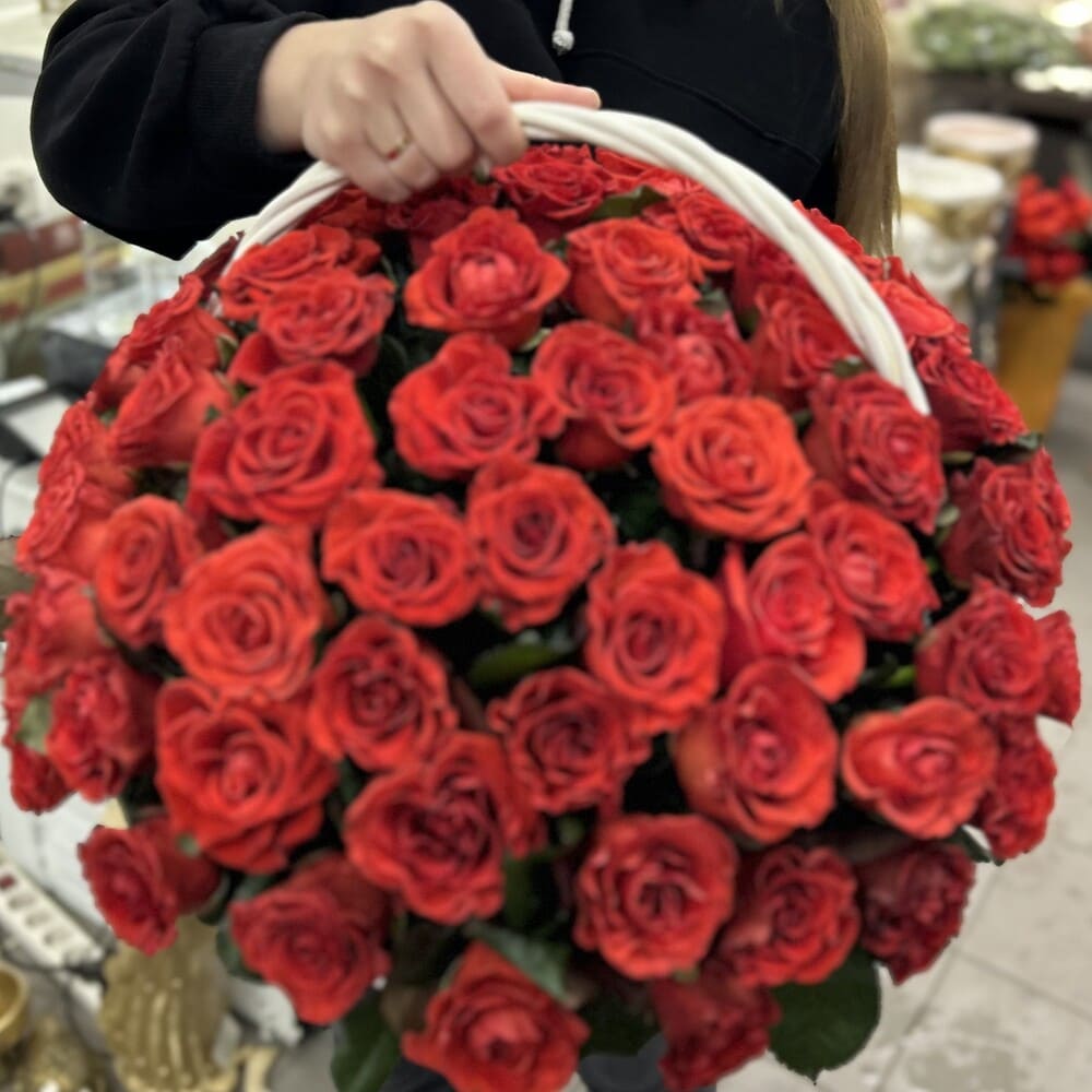 51 красная роза в корзине №444 51 красная роза в корзине №444