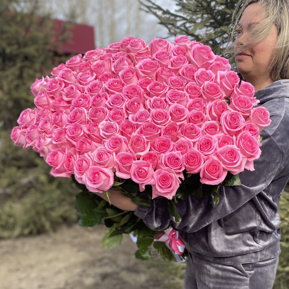 Букет из 101 розовой розы №439 Букет из 101 розовой розы №439