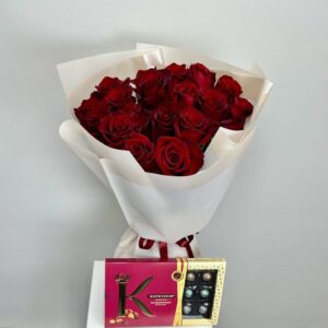 Комбо из роз и конфет №435