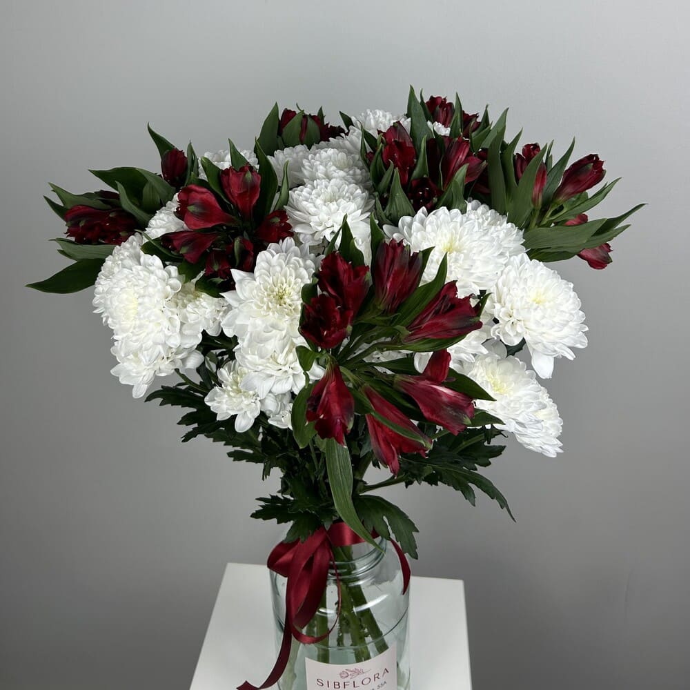 Букет из хризантем и альстромерии №532 Букет из хризантем и альстромерии №532